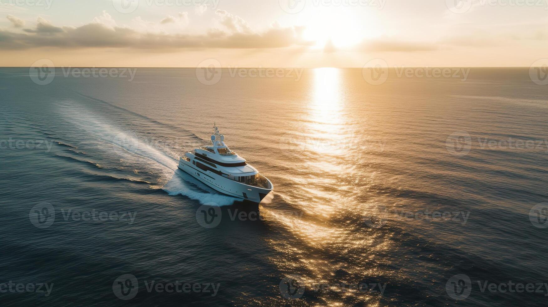 ai generado. ai generativo. foto fotografía Disparo aéreo desde zumbido. lujo grande barco yate. crucero aventuras vacaciones onda. lata ser usado para promoviendo diseño agencia. gráfico Arte