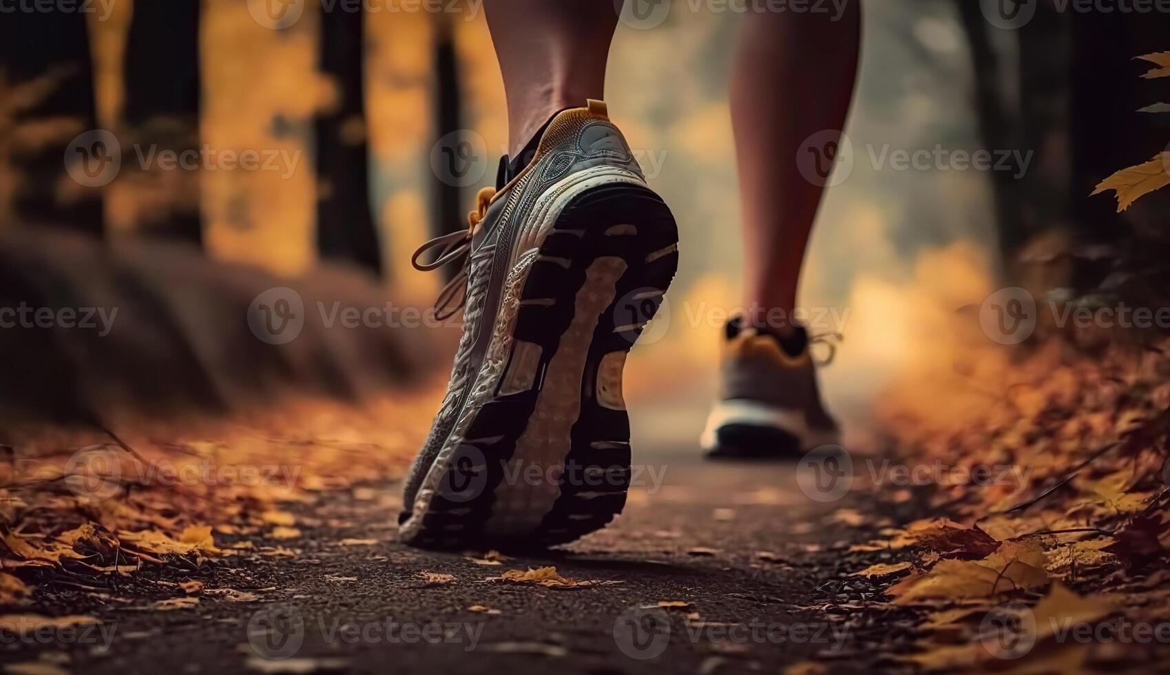 . . Photo shot realistic of running jogging walking person in the urban city park. Outdoor adventure sport vibe. Graphic Art