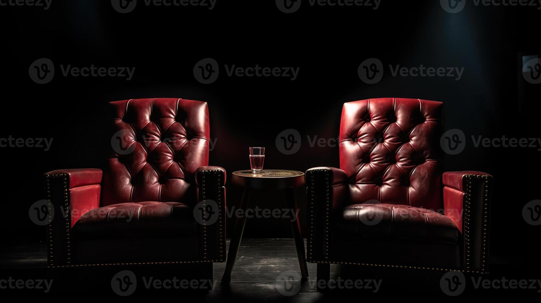 . . Romantic love two chairs for lovely couple at private cinema movie theatre Close up photography. Graphic Art photo