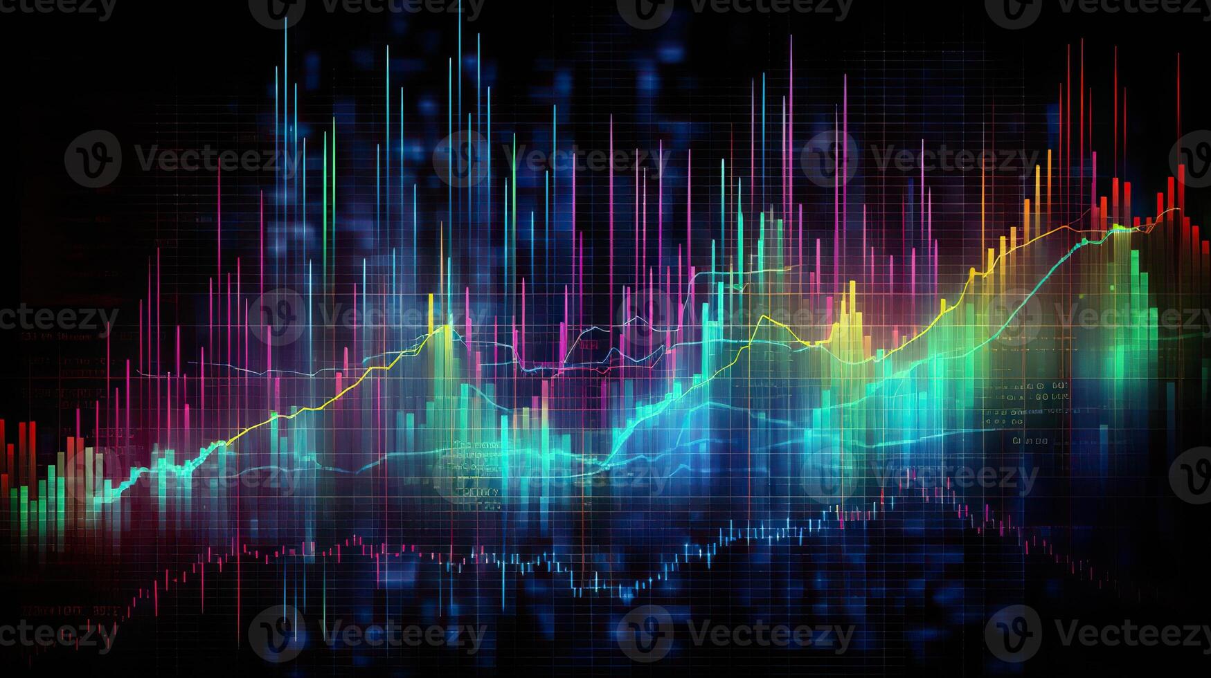 ai generado. ai generativo. Finanzas valores forex grafico márketing dinero tendencia volumen ingresos Vamos arriba y abajo. lata ser usado para ilustración de análisis Finanzas declaraciones. gráfico Arte foto