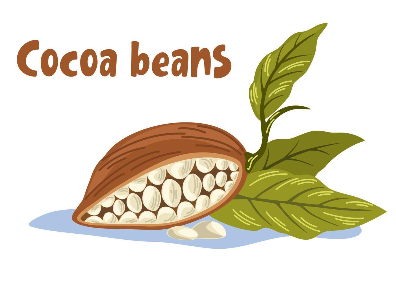Cocoa beans. Composition of Cocoa, design template for emblems. Chocolate Cacao plant. Organic product Doodle sketch for cafe, shop, menu. Vector illustration For label, logo, emblem, symbol.