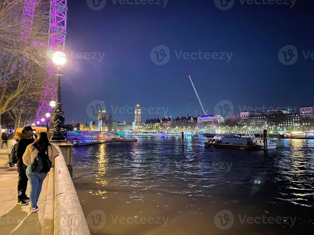 A view of the River Thames at night in September 2022 photo