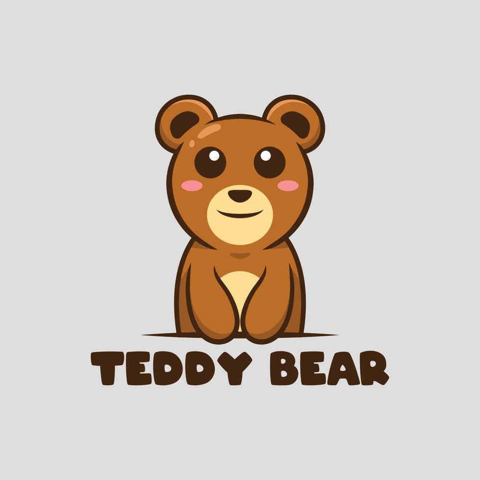 Cute Teddy Bear Logo Isolated vector