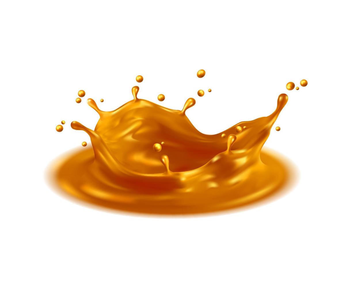 corona corona dorado chapoteo, oro petróleo líquido gotas vector
