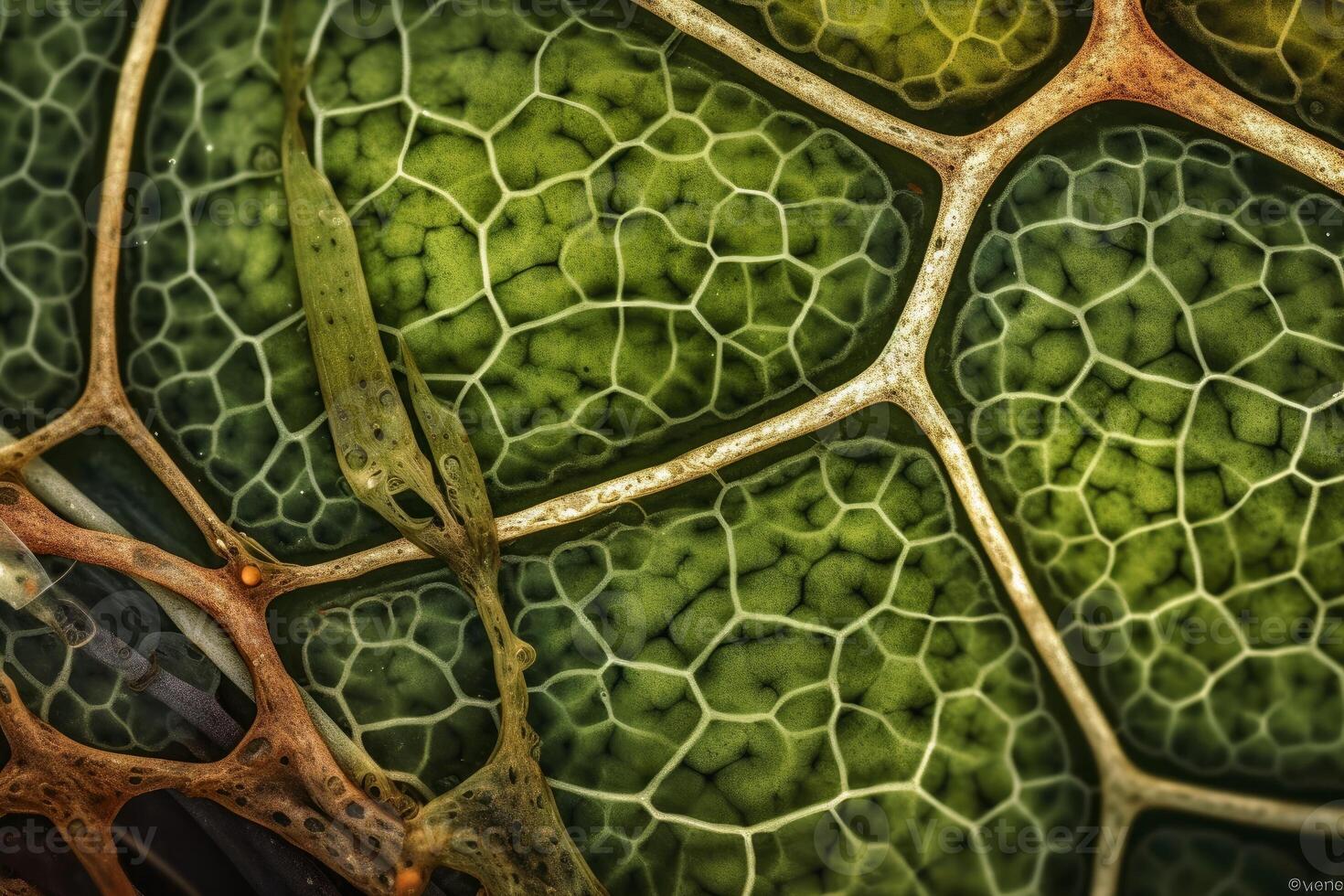 Closeup of plant cell structures background created with technology. photo