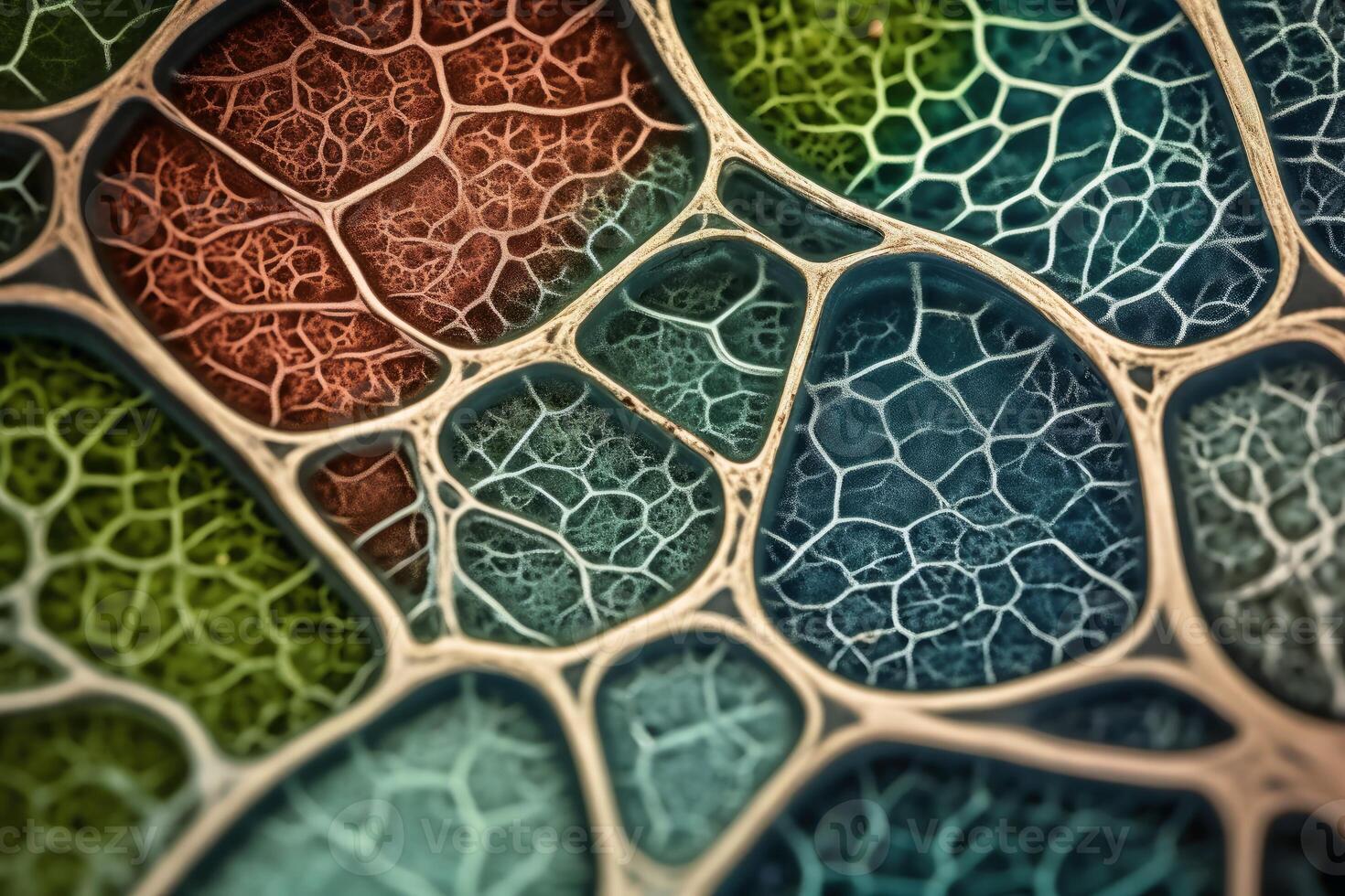 Closeup of plant cell structures background created with technology. photo