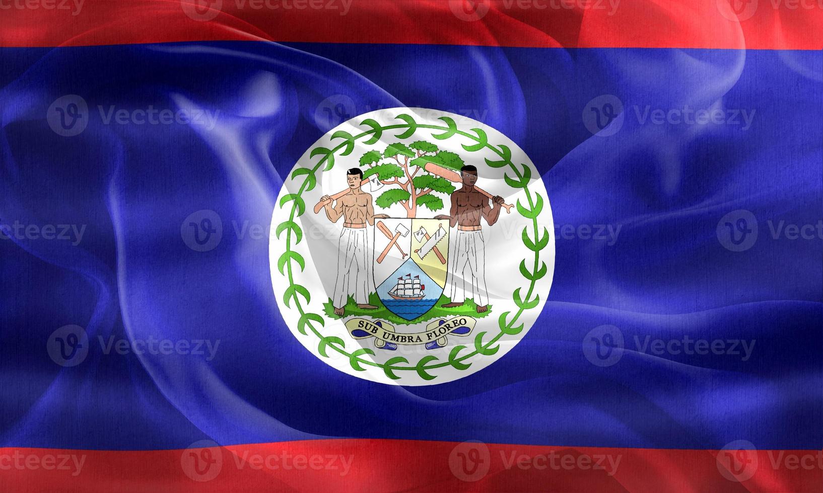 Belize flag - realistic waving fabric flag photo