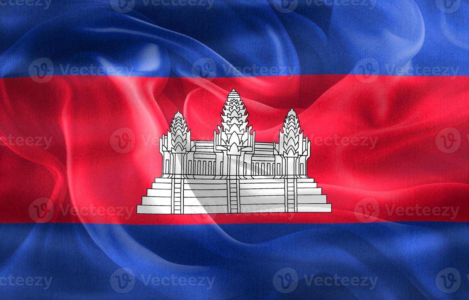 3D-Illustration of a Cambodia flag - realistic waving fabric flag photo