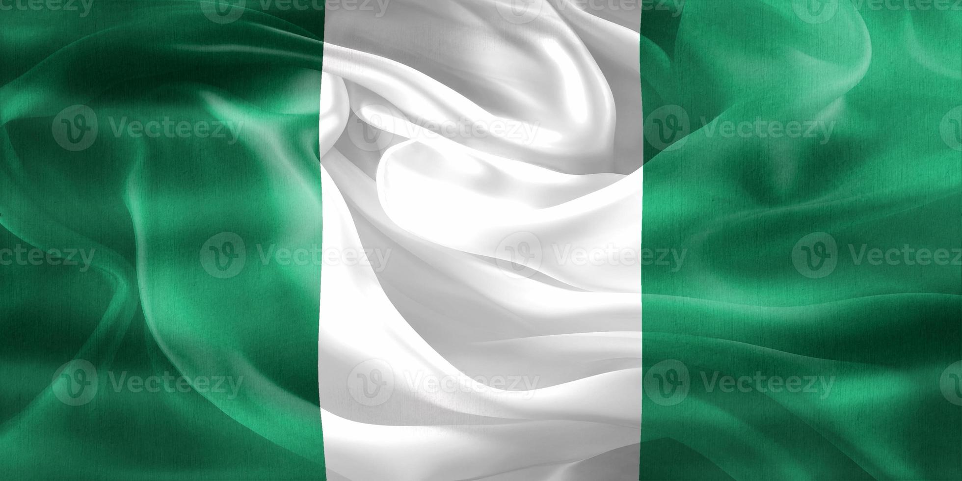 Ilustración 3d de una bandera de nigeria - bandera de tela ondeante realista foto