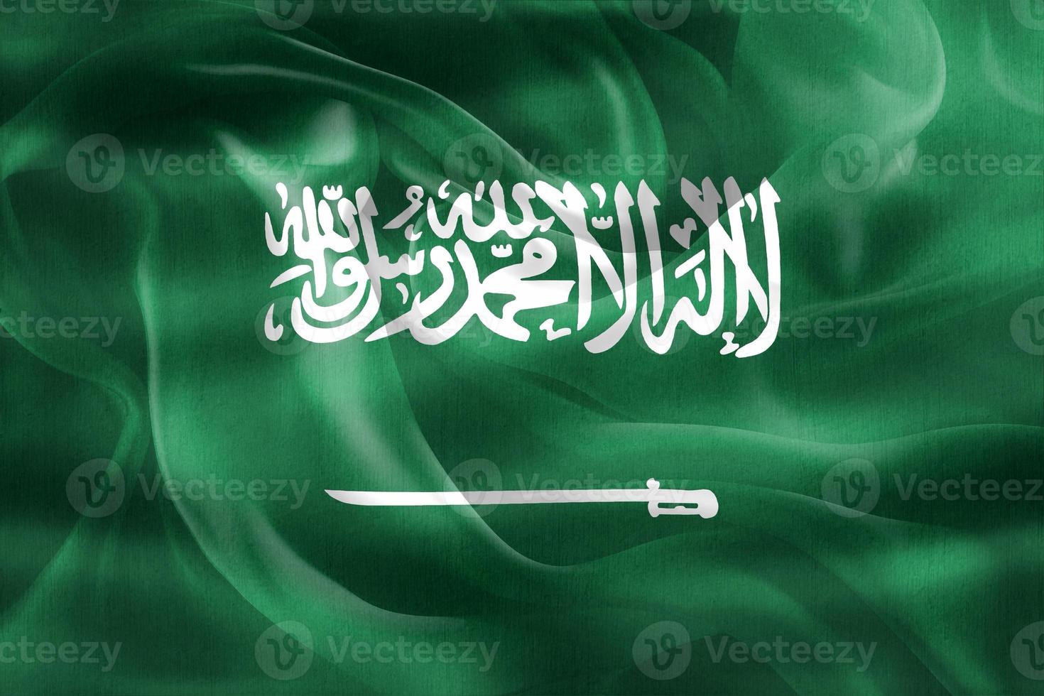 Ilustración 3d de una bandera de arabia saudita - bandera de tela ondeante realista foto