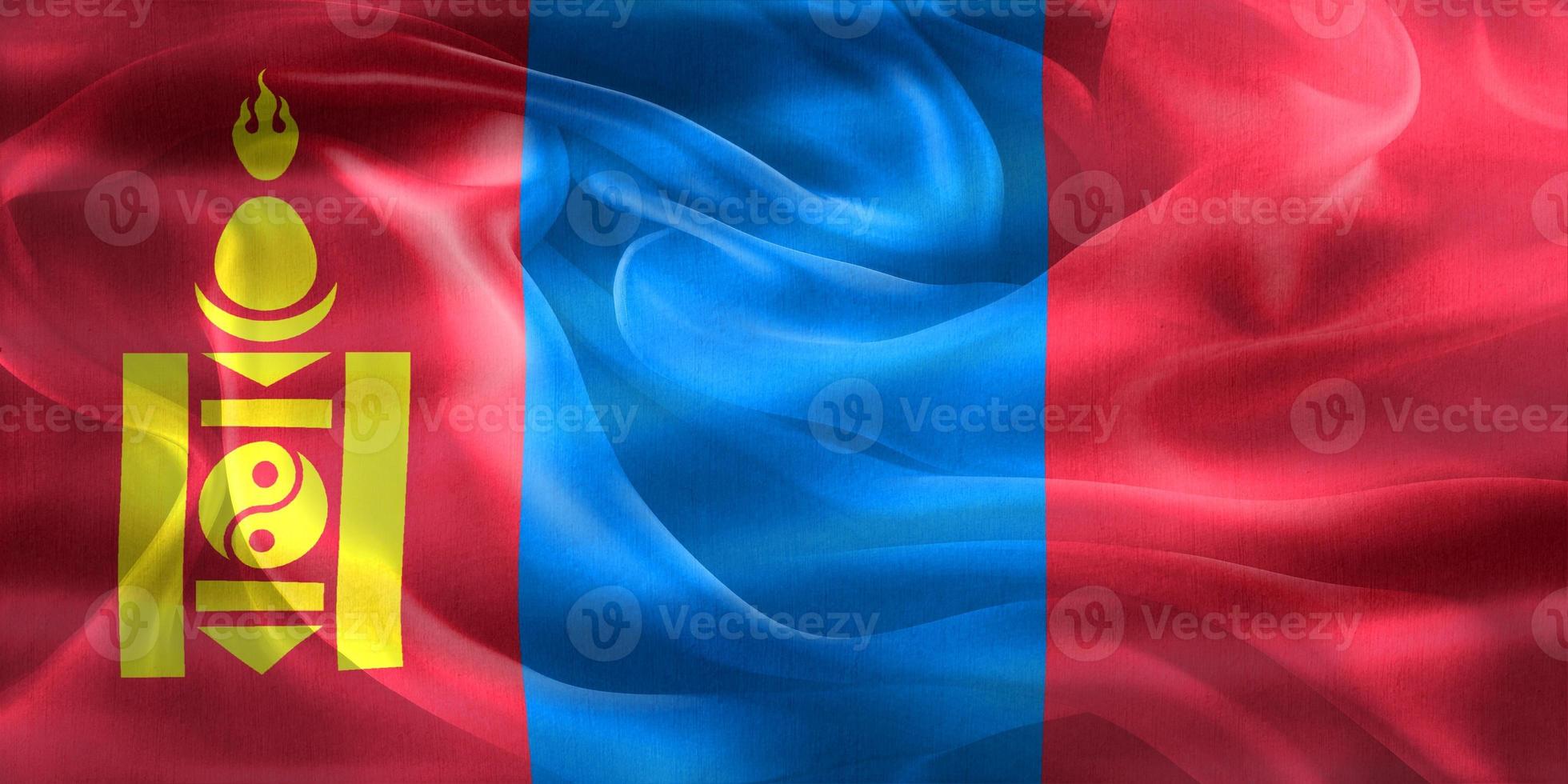 3D-Illustration of a Mongolia flag - realistic waving fabric flag photo