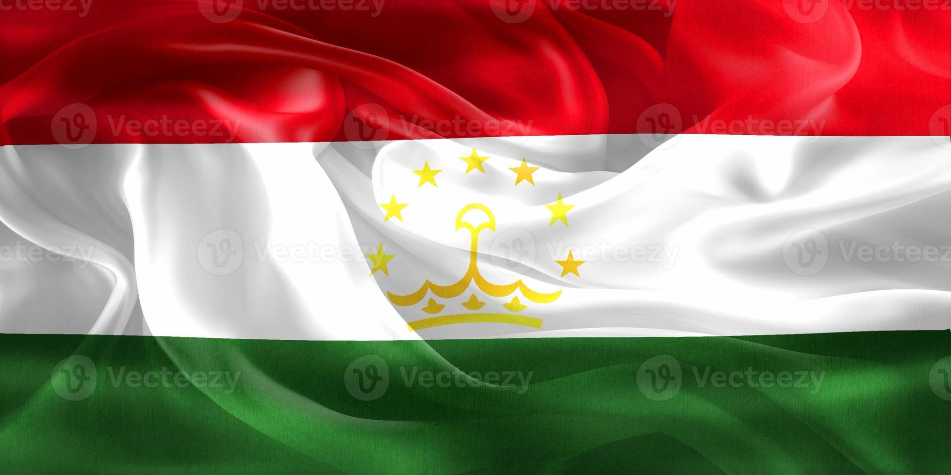 3D-Illustration of a Tajikistan flag - realistic waving fabric flag photo