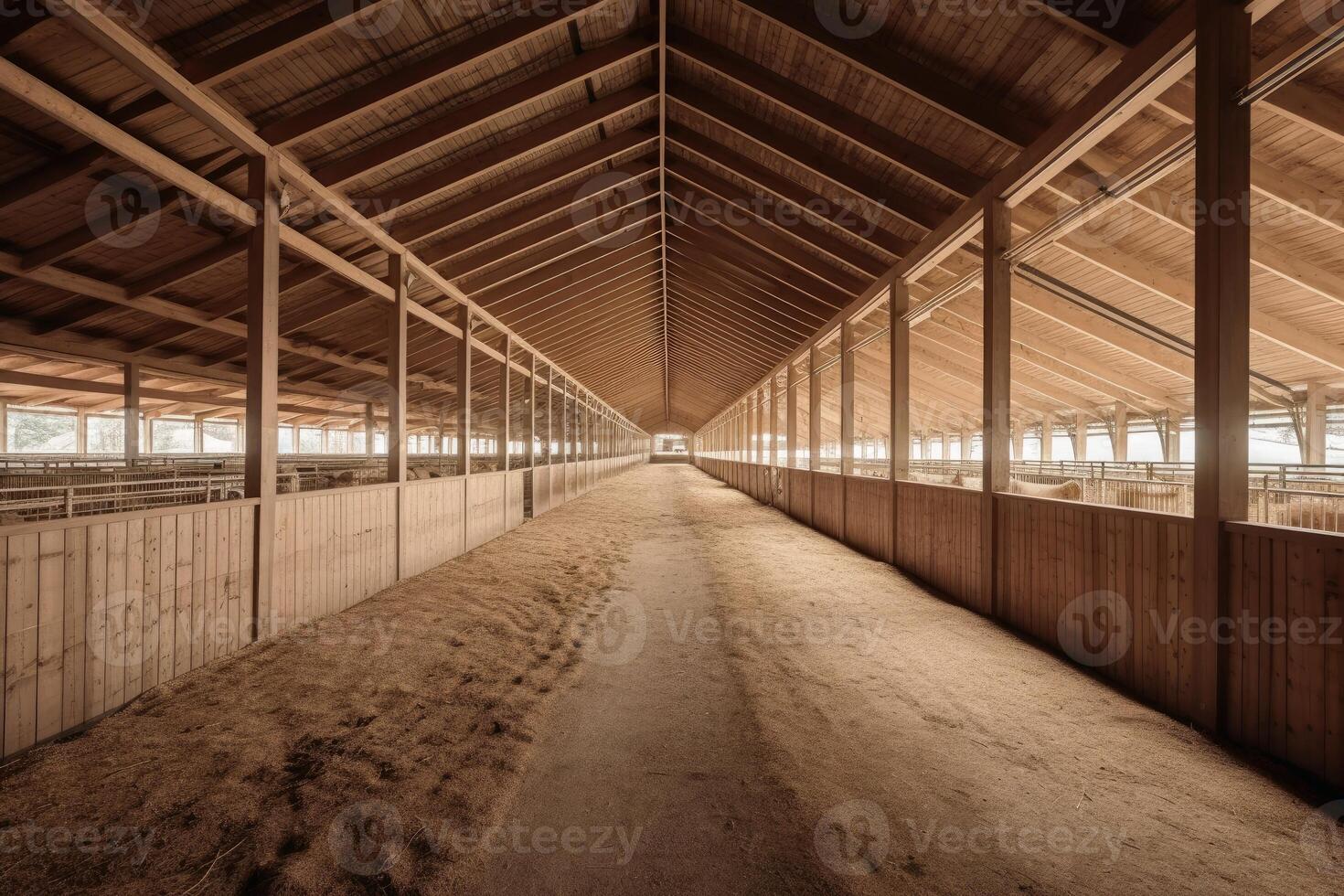 A modern large barn for pigs created with technology. photo