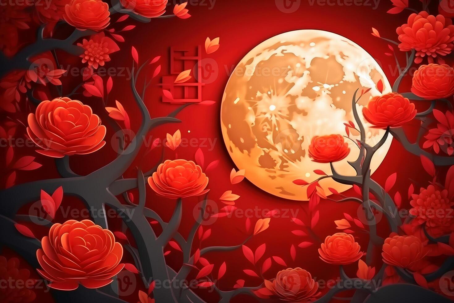 Chineese moon festival concept background created with technology. photo