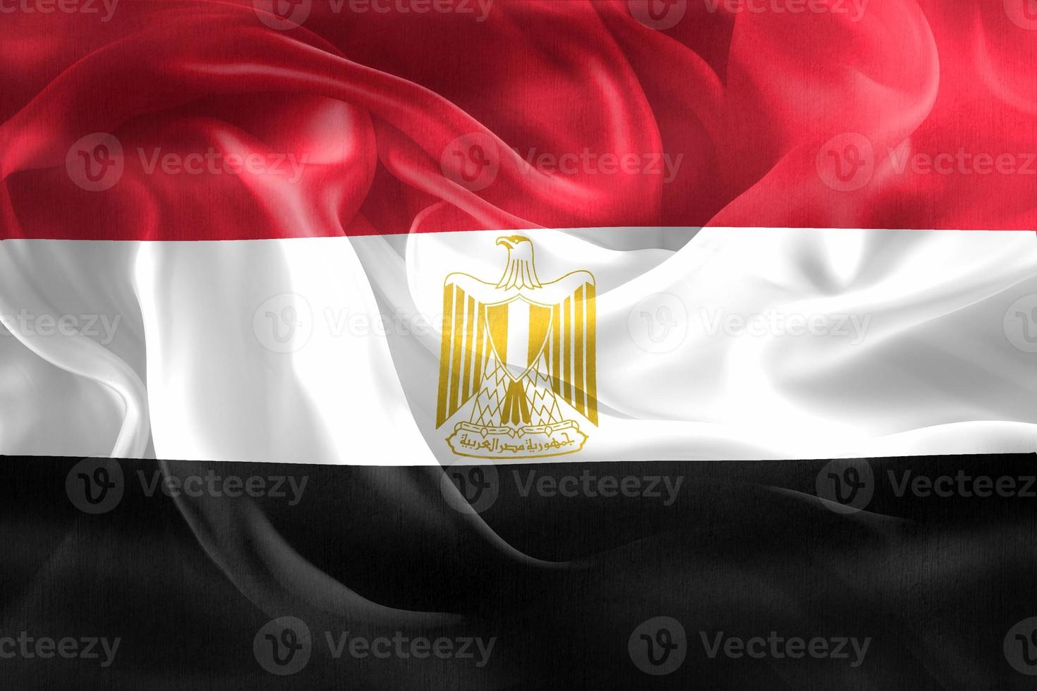 bandera de egipto - bandera de tela que agita realista foto