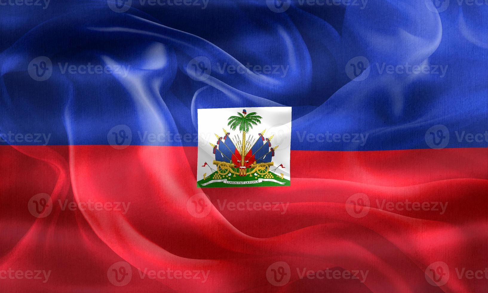 3D-Illustration of a Haiti flag - realistic waving fabric flag photo