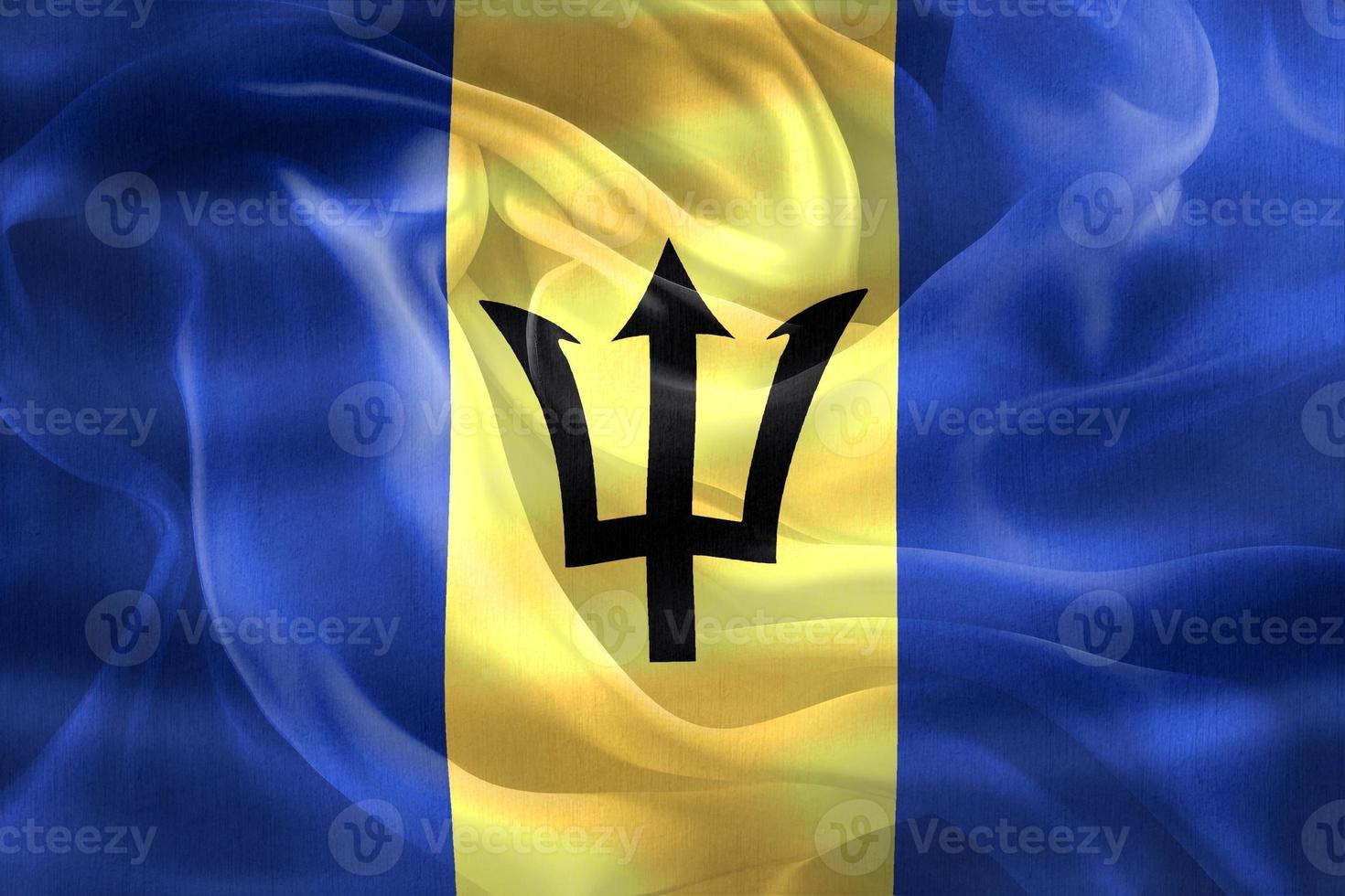 Barbados flag - realistic waving fabric flag photo