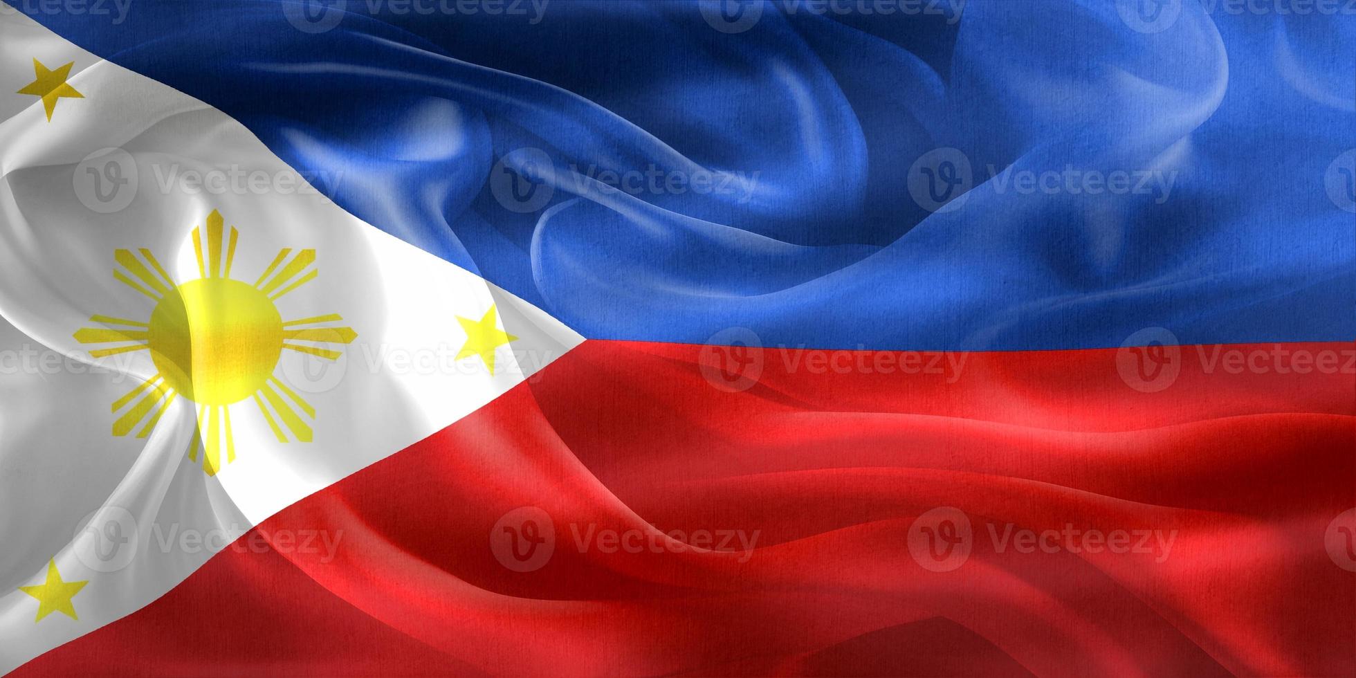 3D-Illustration of a Philippines flag - realistic waving fabric flag photo