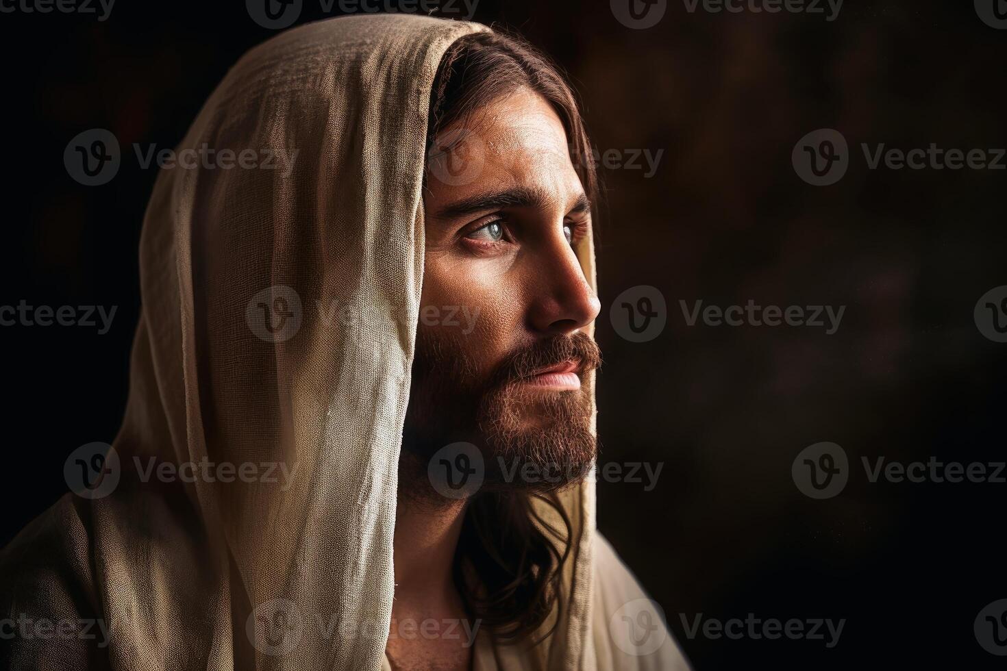 Jesus Christ savior of the world created with technology. photo