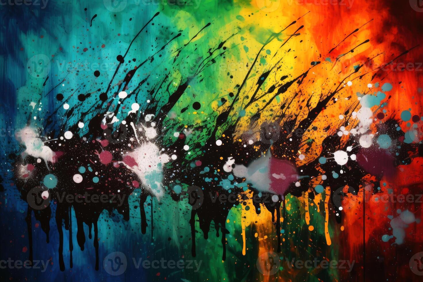 Colorful paint splashes background texture created with technology. photo