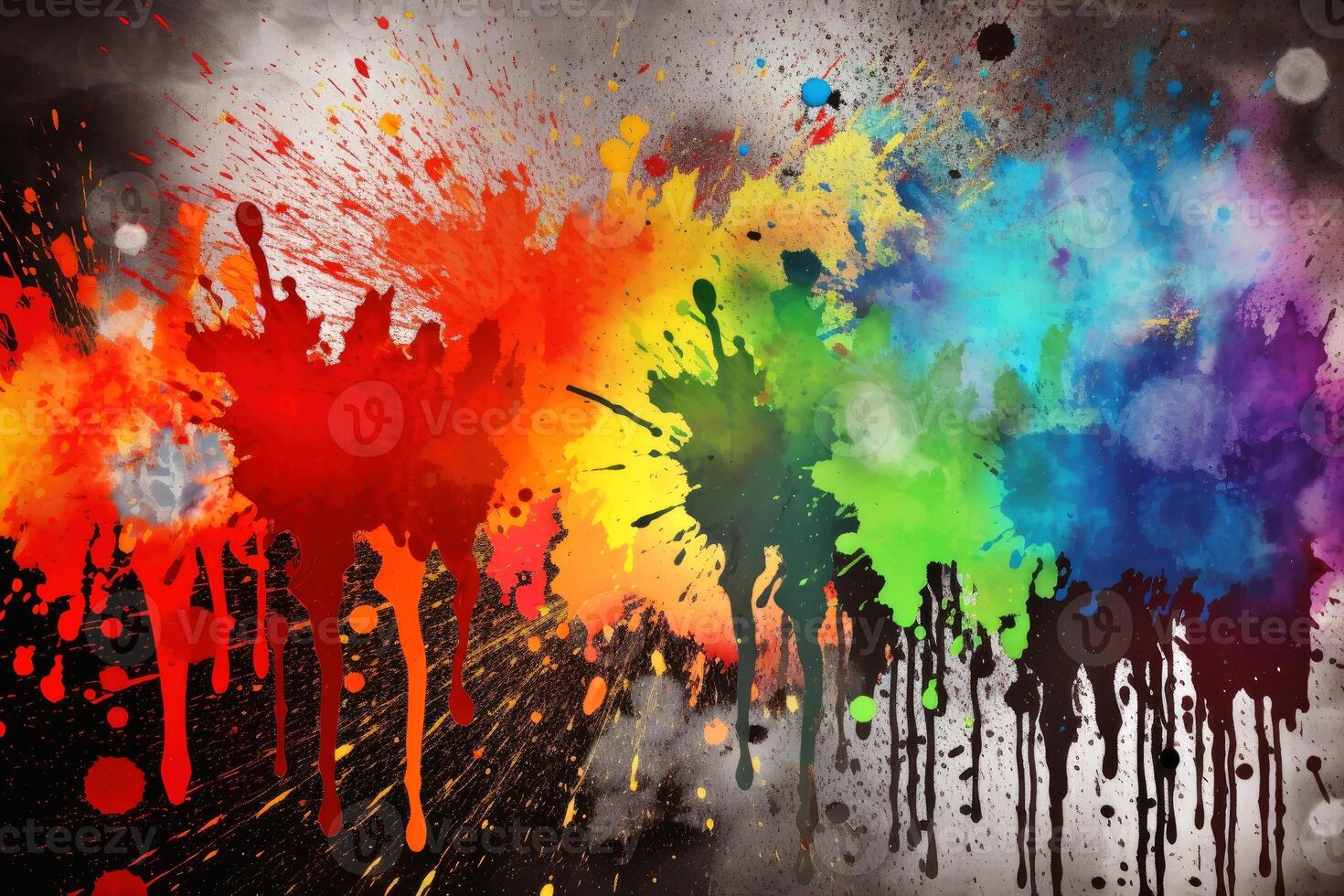 Colorful paint splashes background texture created with technology. photo