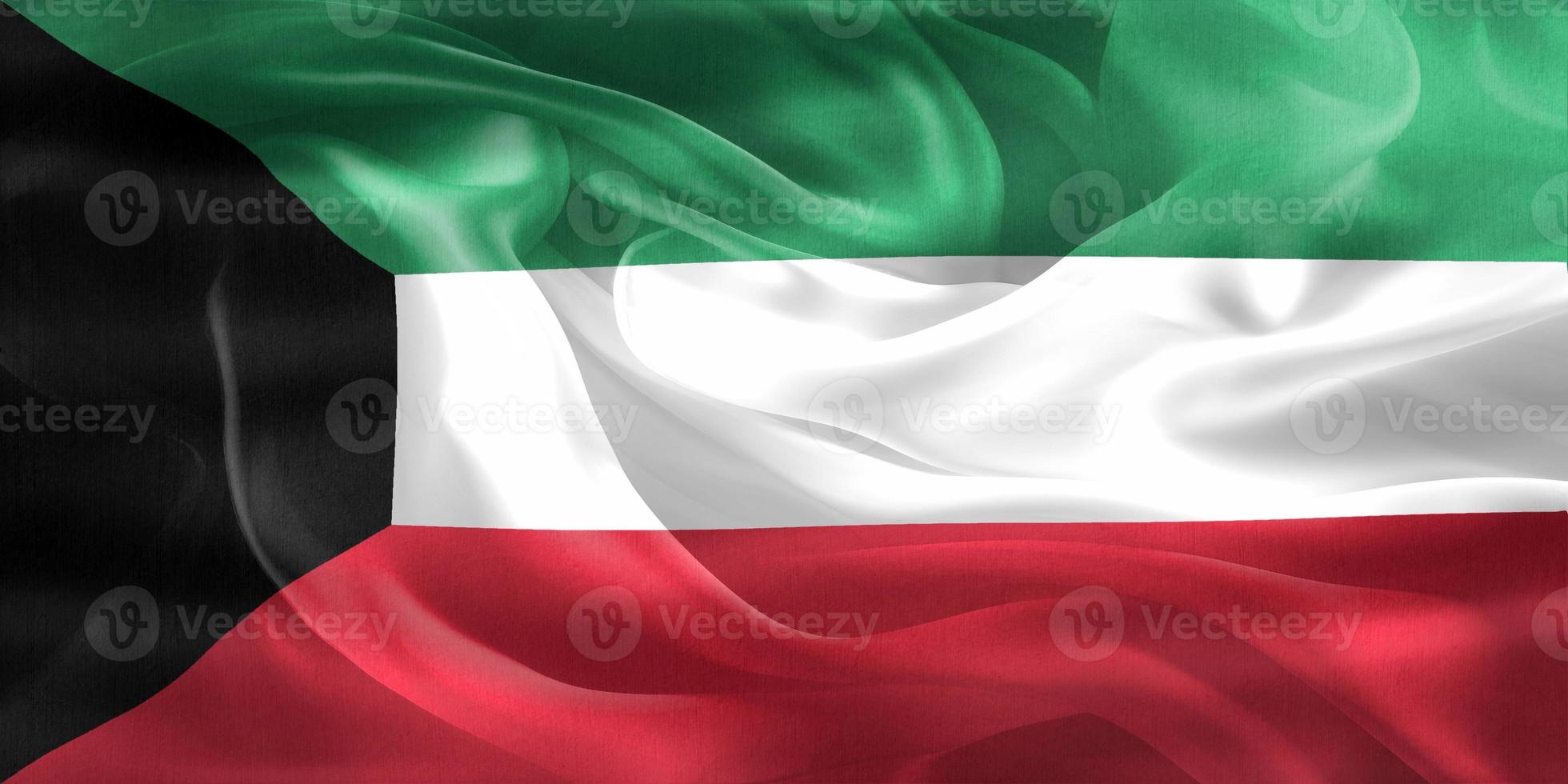 Ilustración 3d de una bandera de kuwait - bandera de tela ondeante realista foto