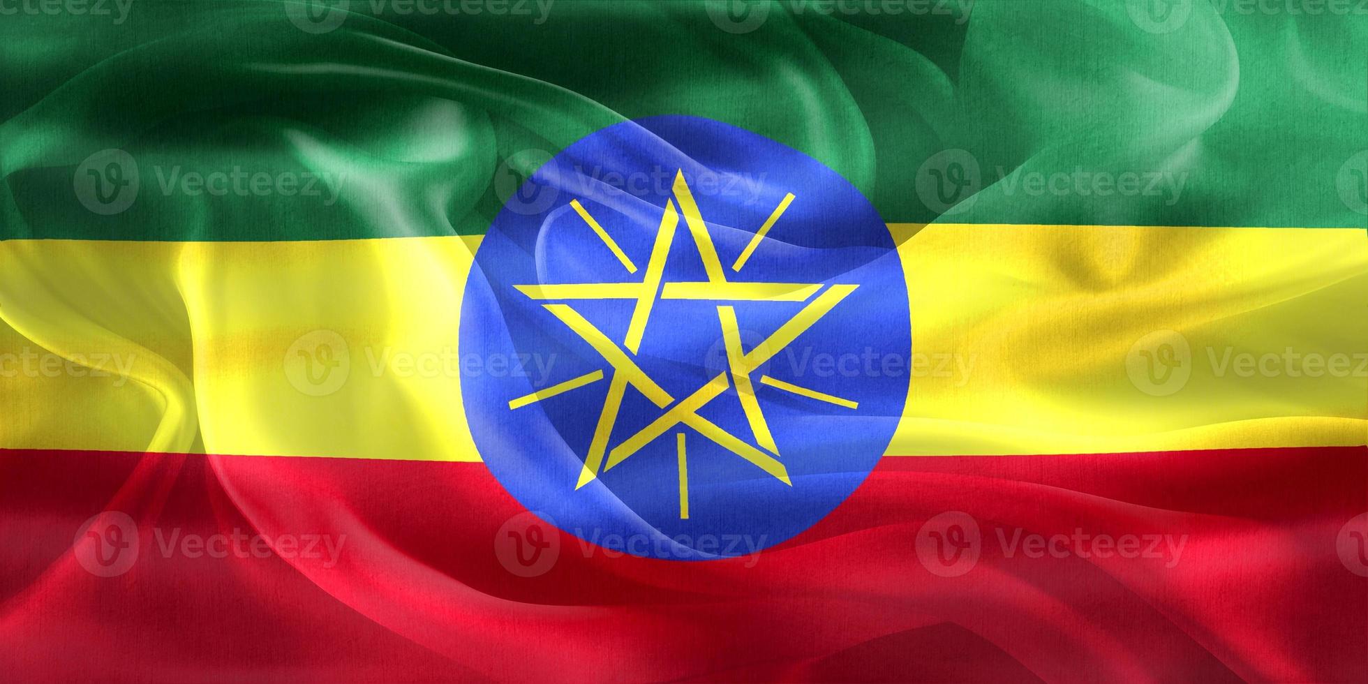 Ethiopia flag - realistic waving fabric flag photo