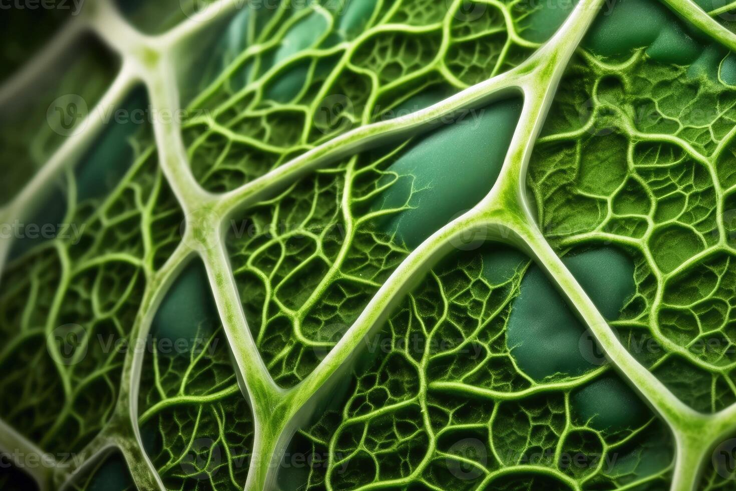 Closeup of plant cell structures background created with technology. photo