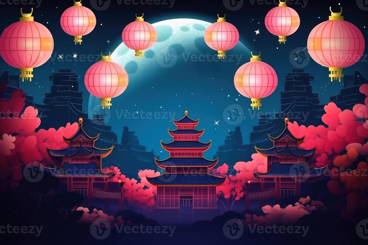 Chineese moon festival concept background created with technology. photo