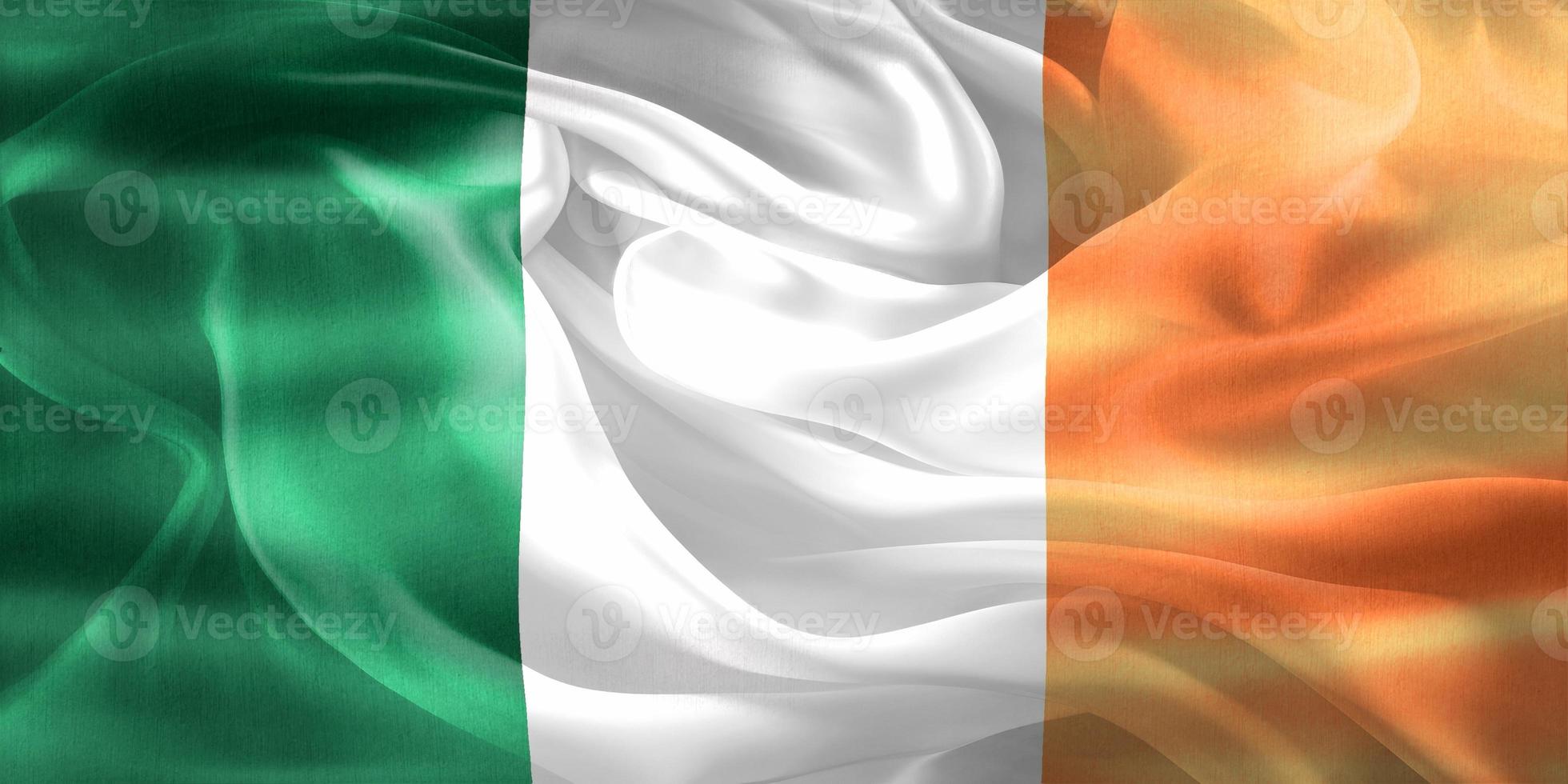 3D-Illustration of a Ireland flag - realistic waving fabric flag photo