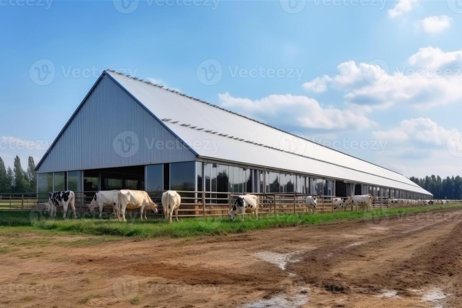 A modern large barn for cows for milk production created with technology. photo