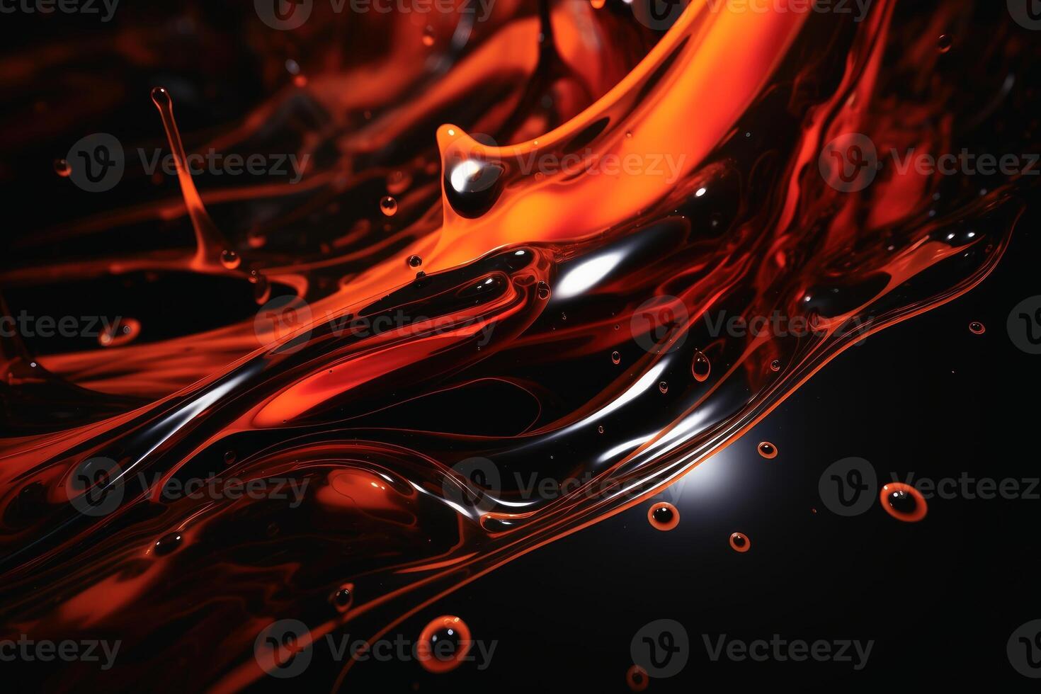 Flowing hot liquid steel background texture created with technology. photo