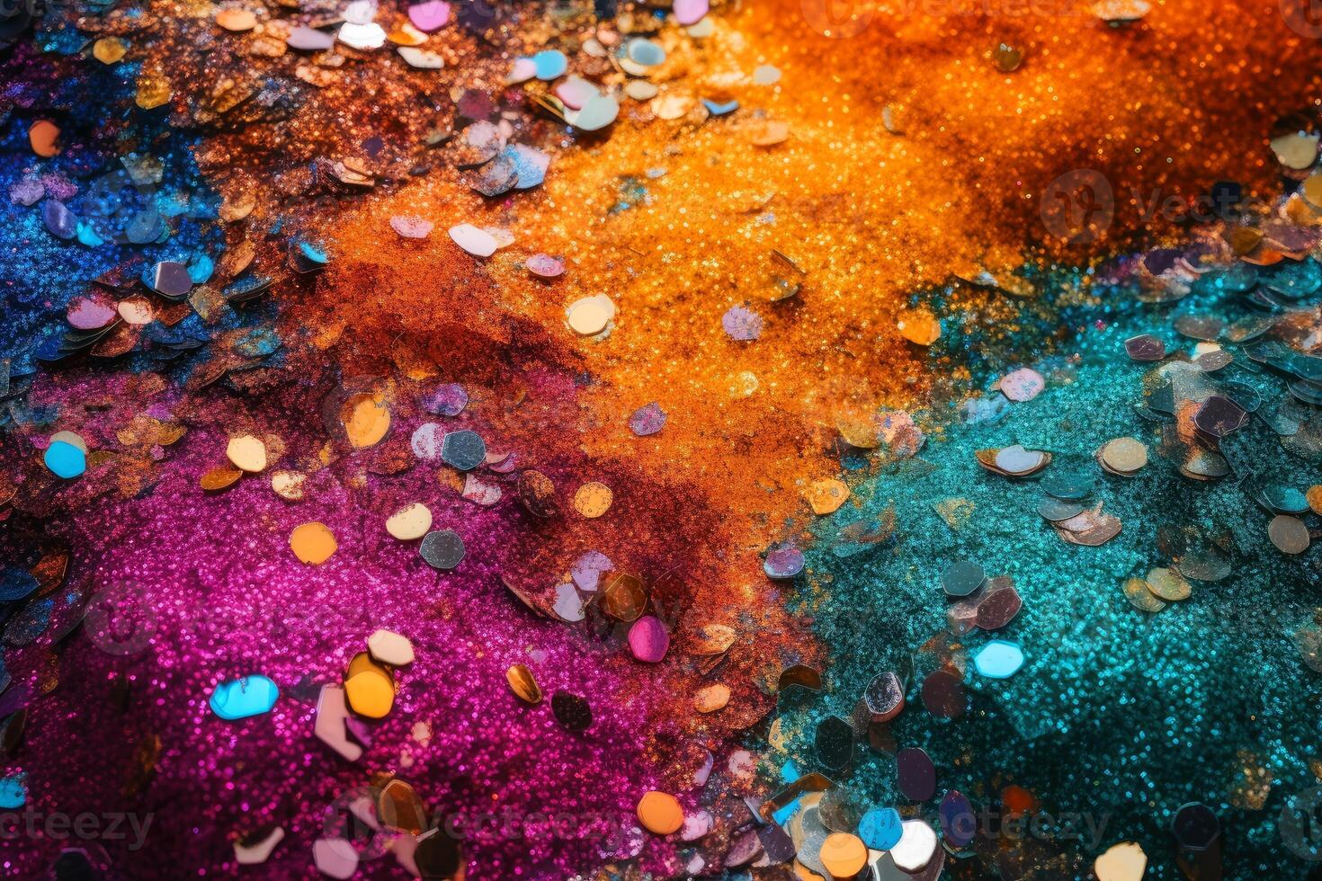 Colorful glitter background in different spectral colors created with technology. photo