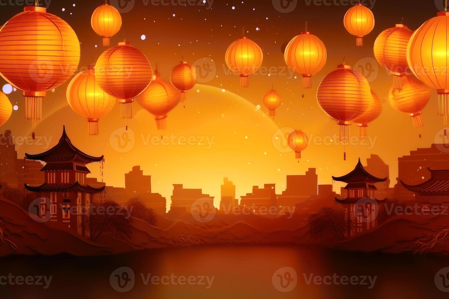 chino Luna festival concepto antecedentes creado con generativo ai tecnología. foto