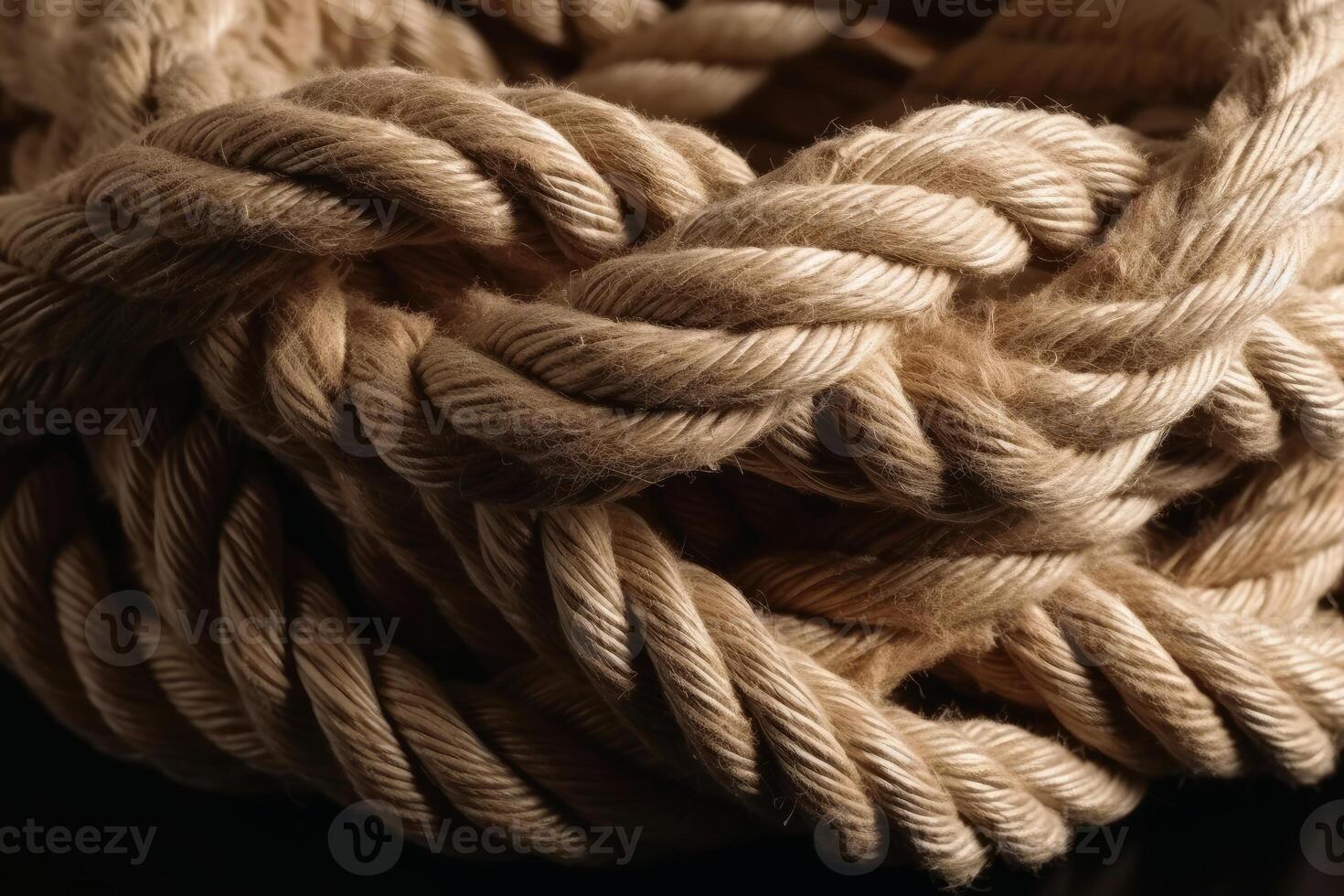 Braided rope on a roll background texture created with technology. photo