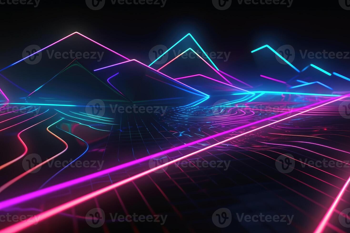 Spectacular neon light background created with technology. photo