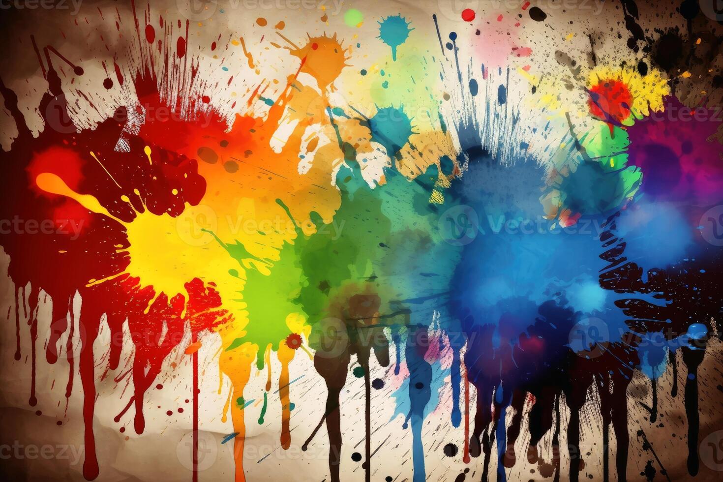 Colorful paint splashes background texture created with technology. photo