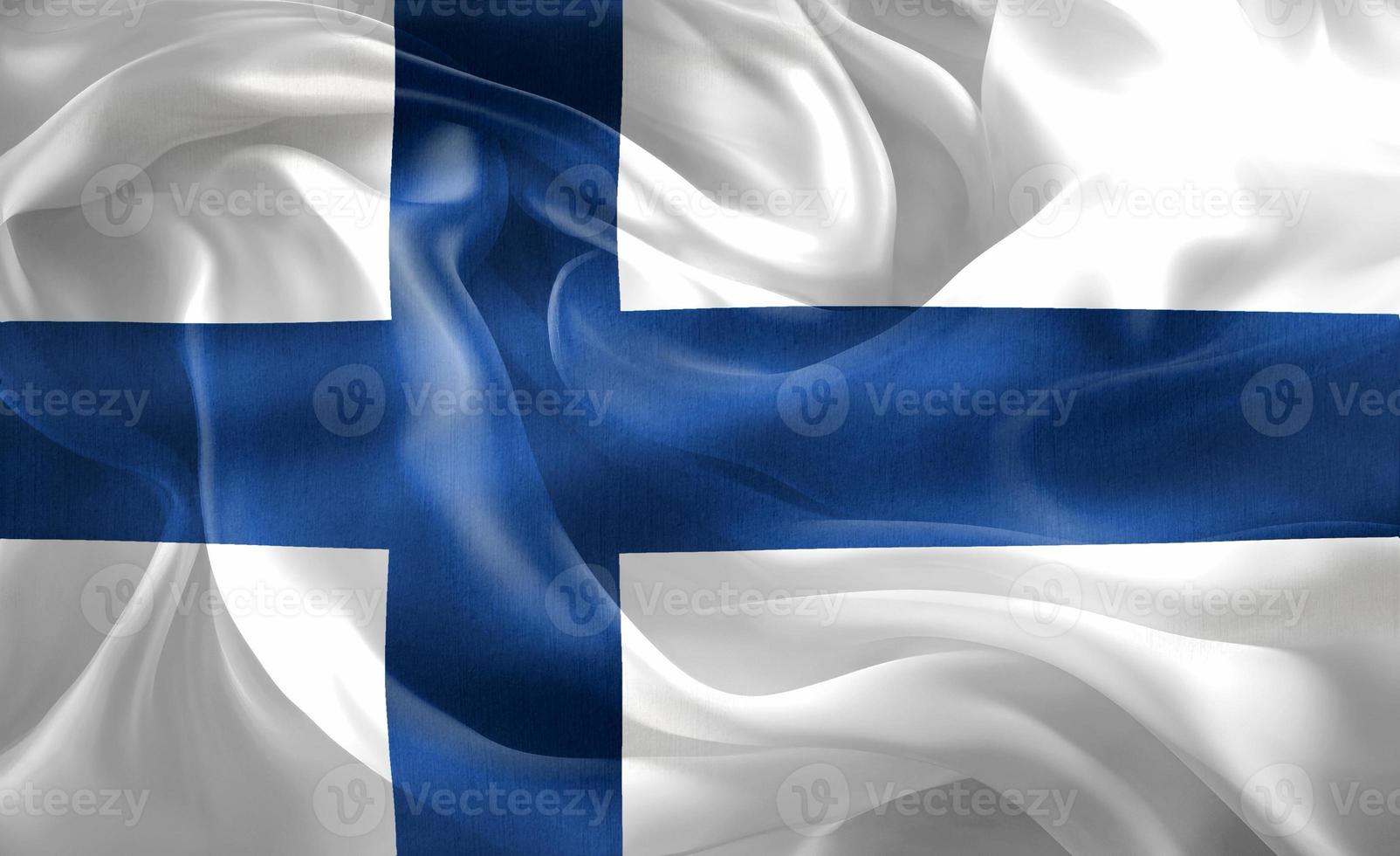 Finland flag - realistic waving fabric flag photo