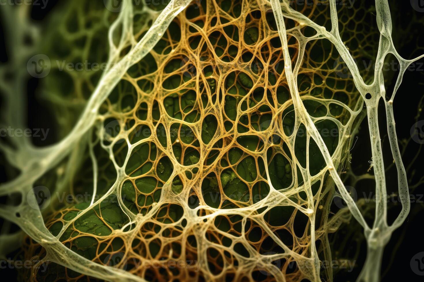 Closeup of plant cell structures background created with technology. photo