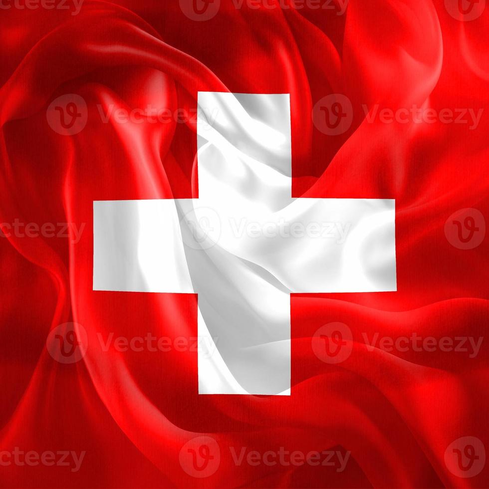 Swiss flag - realistic waving fabric flag photo