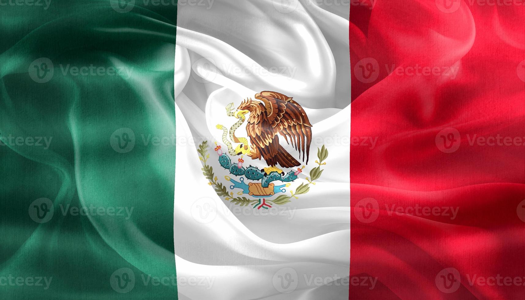 Ilustración 3d de una bandera de México - bandera de tela ondeante realista foto