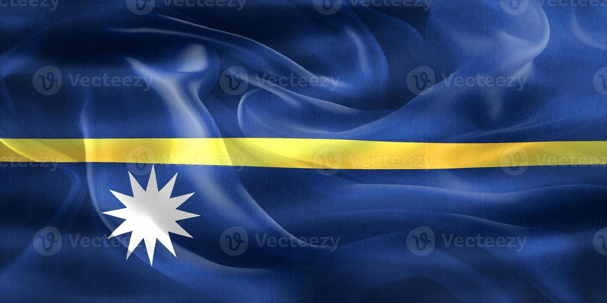 3D-Illustration of a Nauru flag - realistic waving fabric flag photo