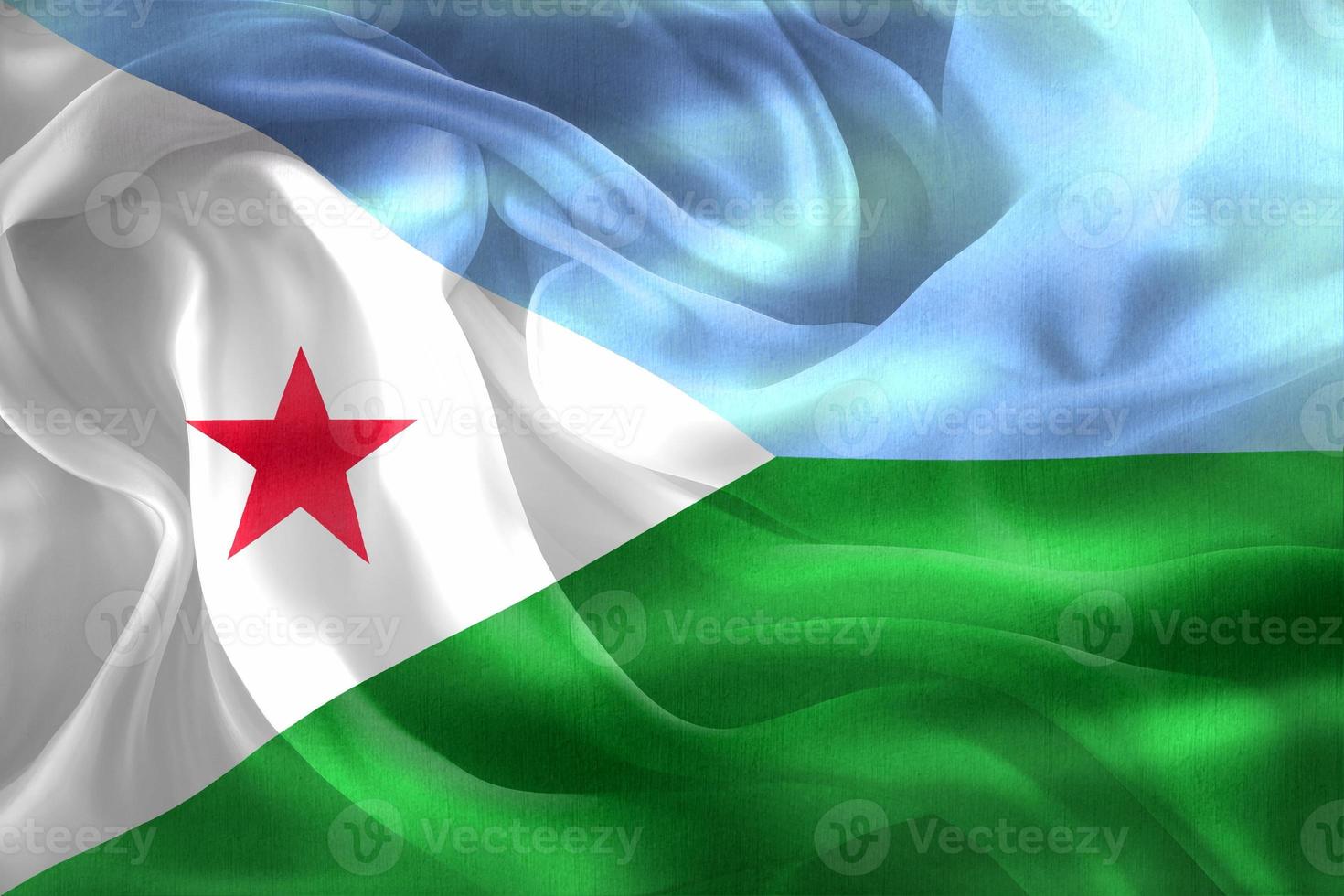 Djibouti flag - realistic waving fabric flag photo