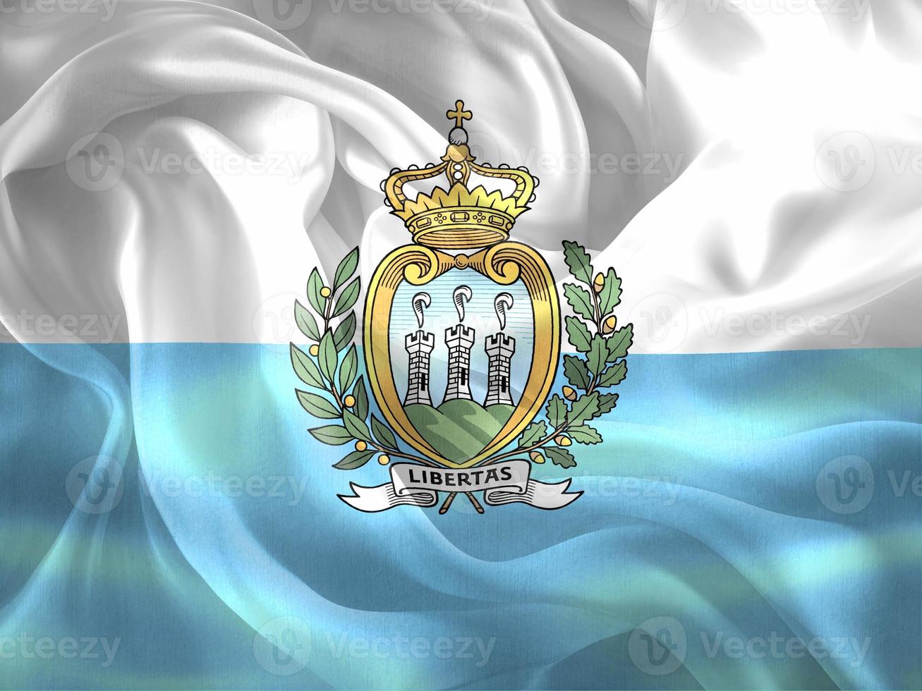 3D-Illustration of a San Marino flag - realistic waving fabric flag photo