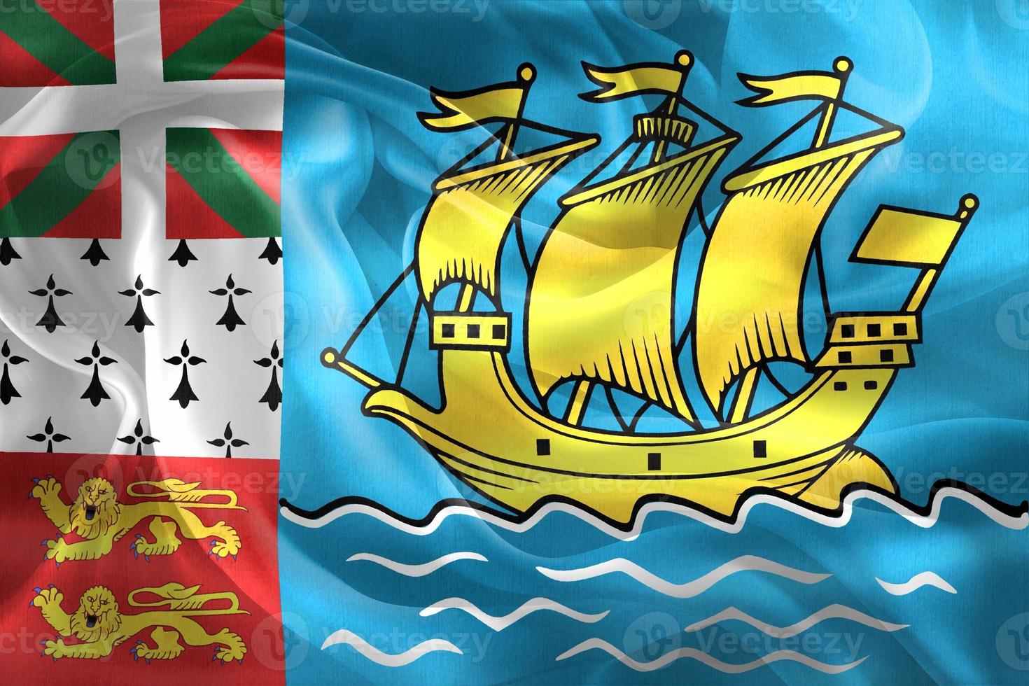 3D-Illustration of a Saint Pierre and Miquelon flag - realistic waving fabric flag photo