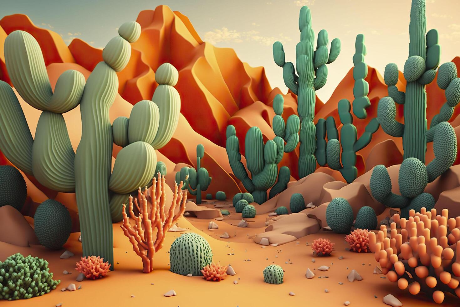 Plasticine art, cacti. . photo