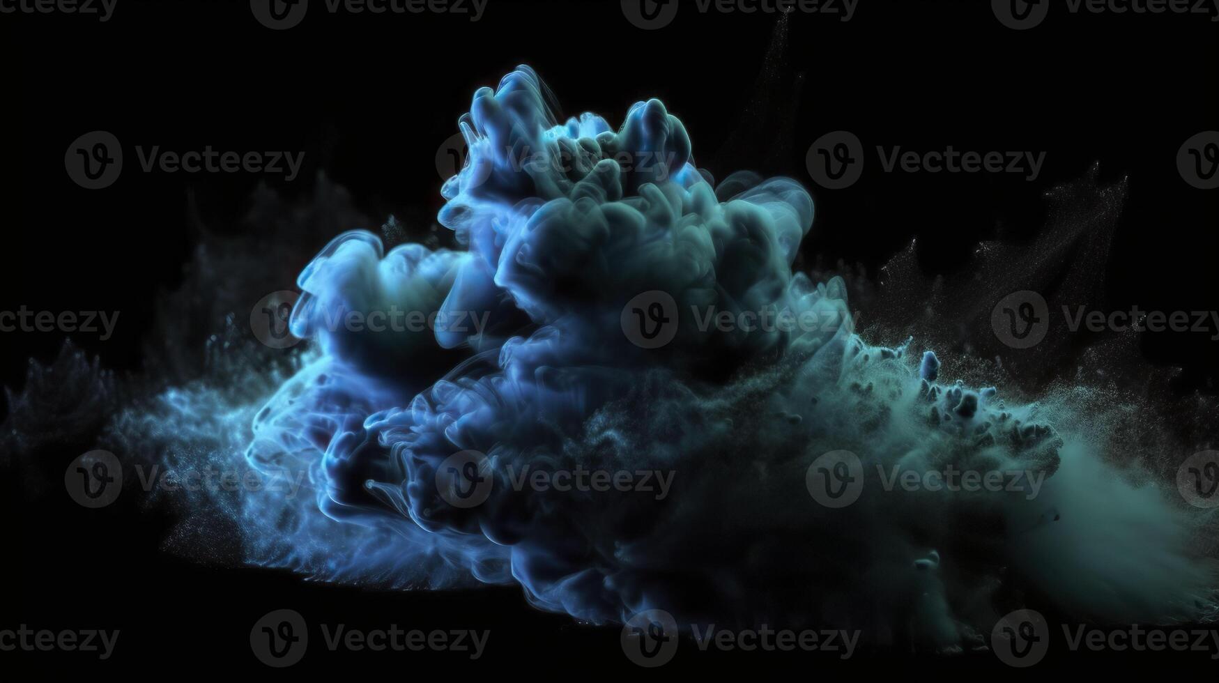 Explosion of blue powder. . photo