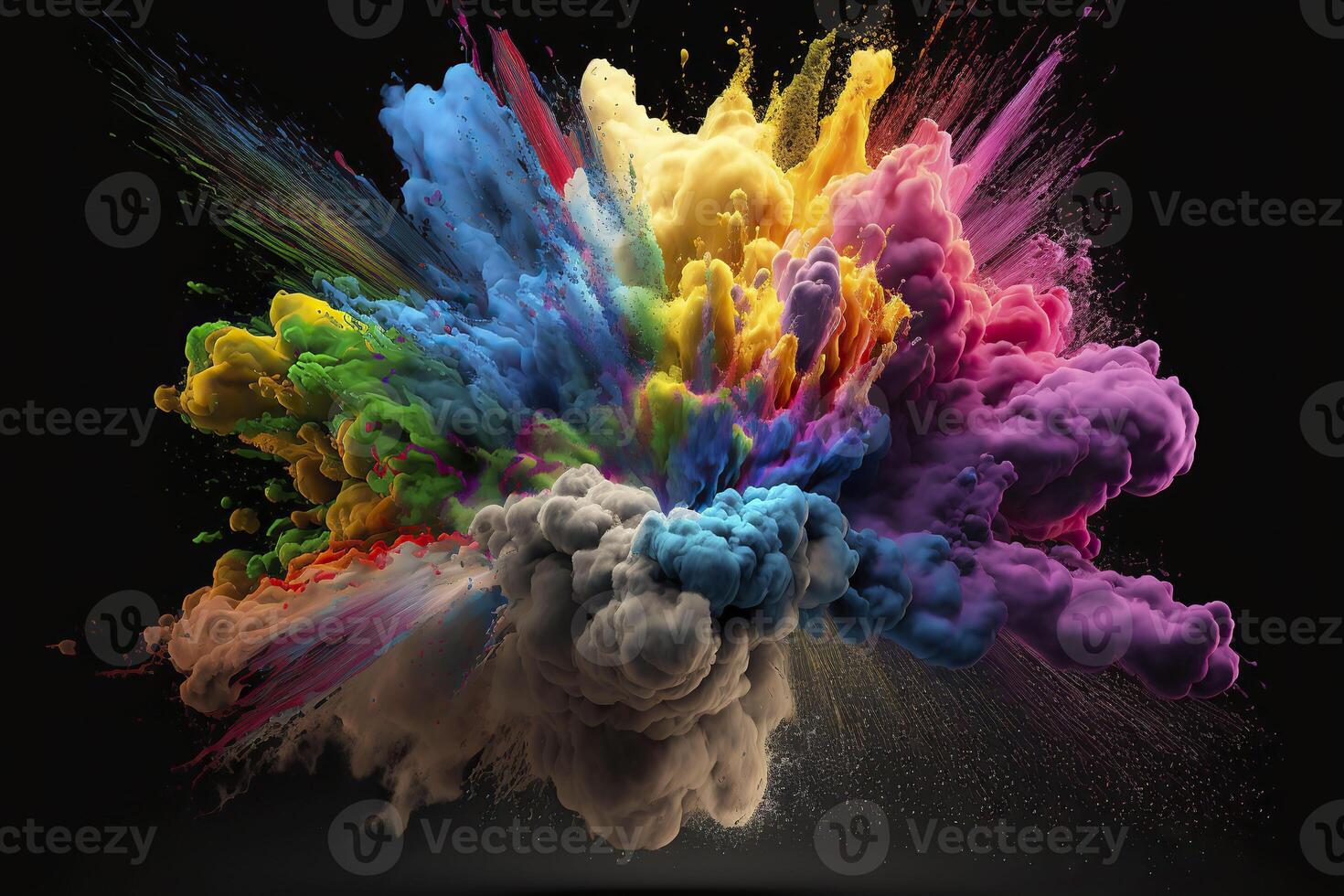 Explosion of multi-colored powder. . photo