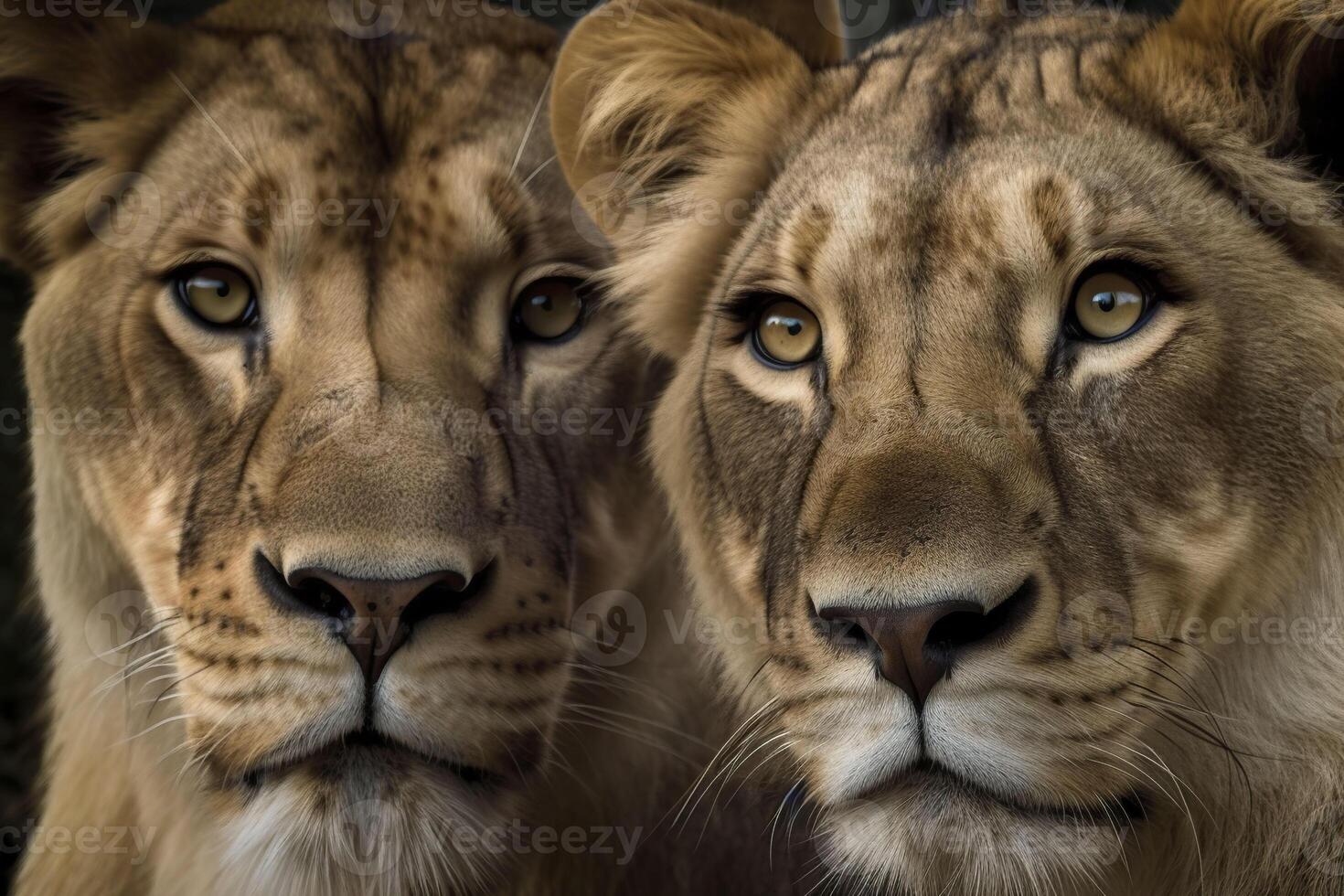 león y leona. generativo ai. foto