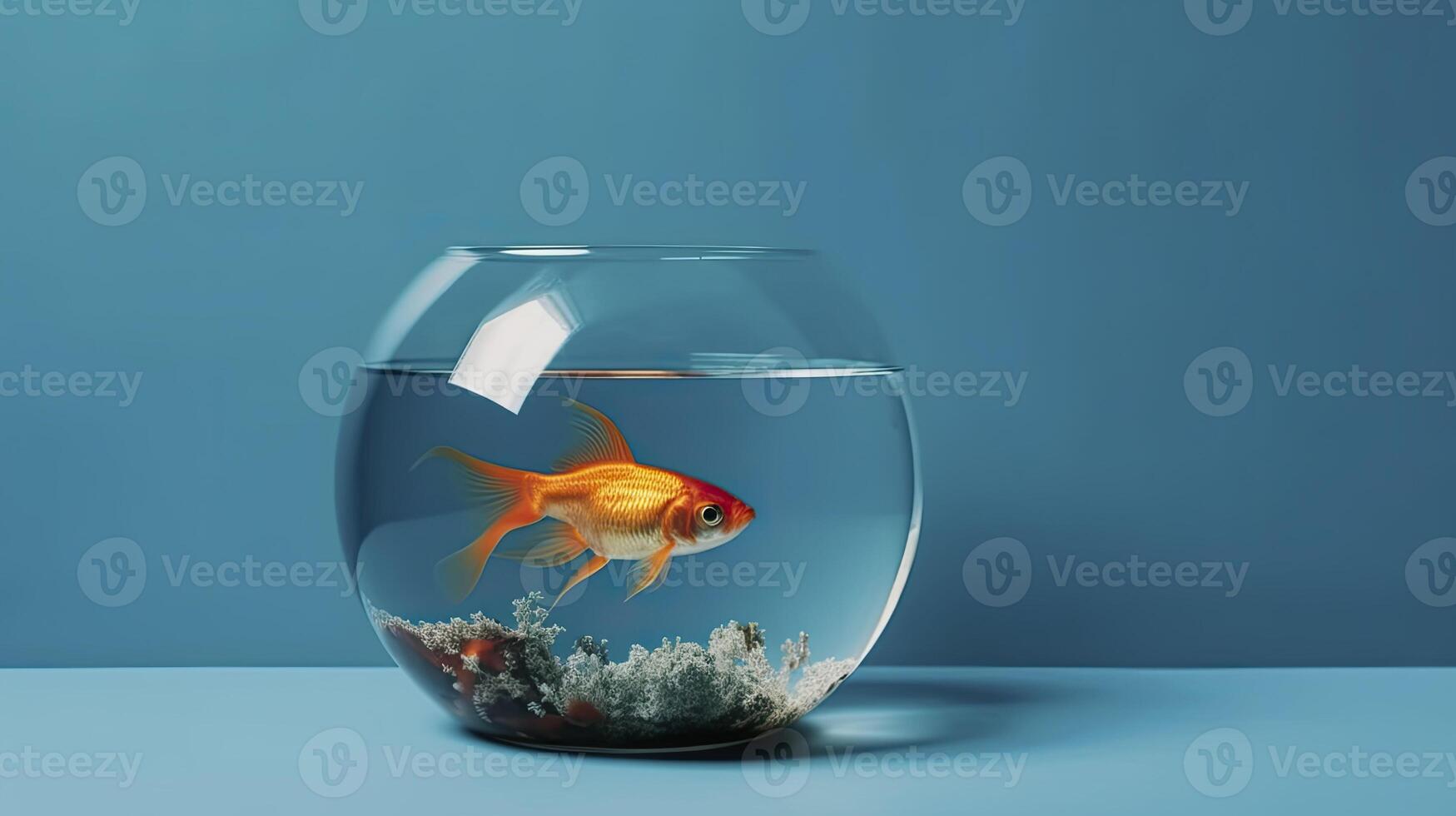 Goldfish in aquarium. Copy space. . photo